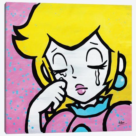 Crying Princess Peach (Roy Lichtenstein Satire) Canvas Print #BAE7} by MR BABES Canvas Print