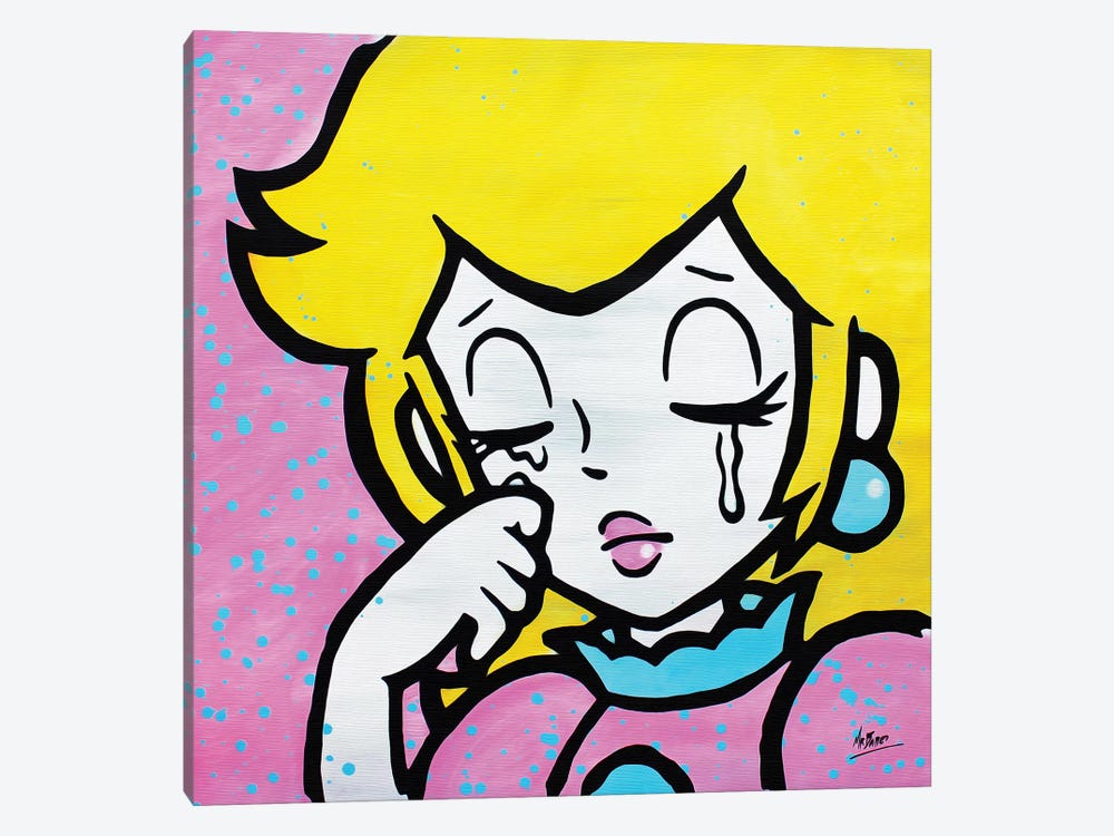 Crying Princess Peach (Roy Lichtenstein Satire) by MR BABES 1-piece Canvas Art