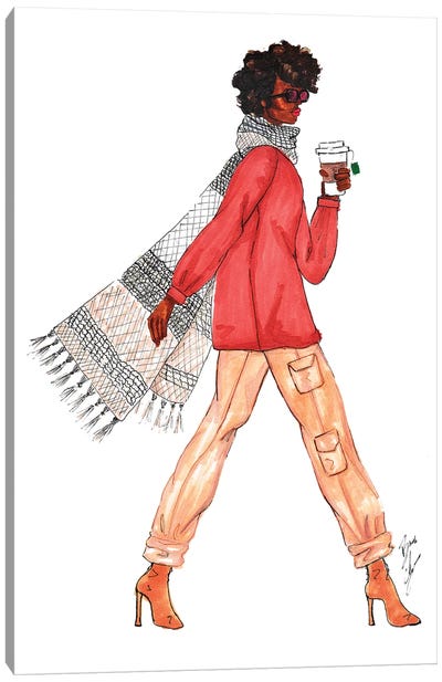 Scarf and Latte Canvas Art Print