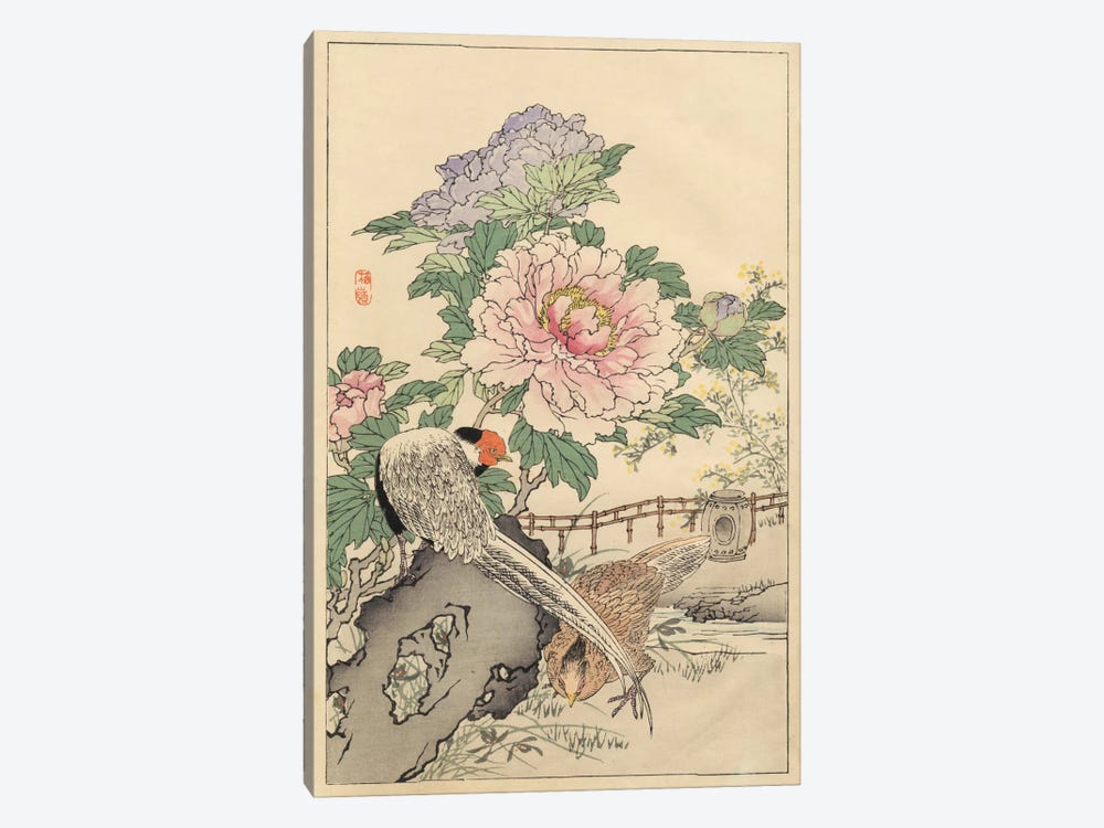 Pheasant And Peony by Bairei 1-piece Canvas Art Print