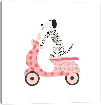 Dog Scooter Canvas Art Print - Scooters