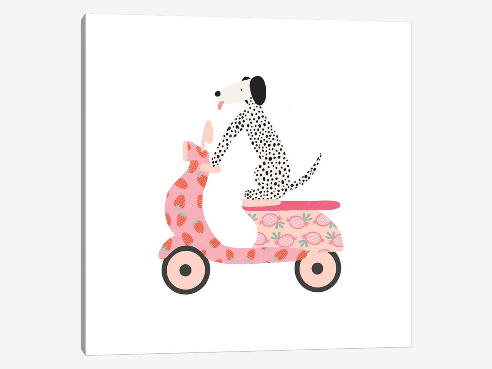 Dog Scooter by The Beau Studio 1-piece Canvas Wall Art