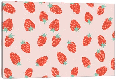Strawberry Pattern Canvas Art Print - Berry Art