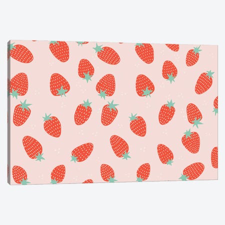 Strawberry Pattern Canvas Print #BAU63} by The Beau Studio Canvas Art Print