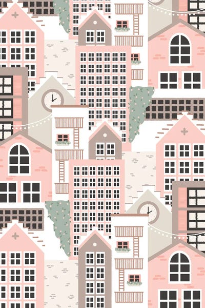 Pastel Town by The Beau Studio framed canvas print