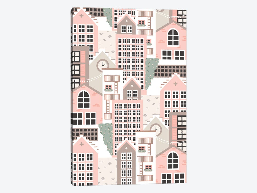Pastel Town by The Beau Studio 1-piece Canvas Wall Art