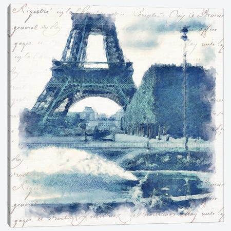 Paris in Blue I Canvas Print #BAY28} by Noah Bay Canvas Art Print