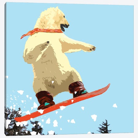 Polar Bear Jump Canvas Print #BAY31} by Noah Bay Canvas Wall Art