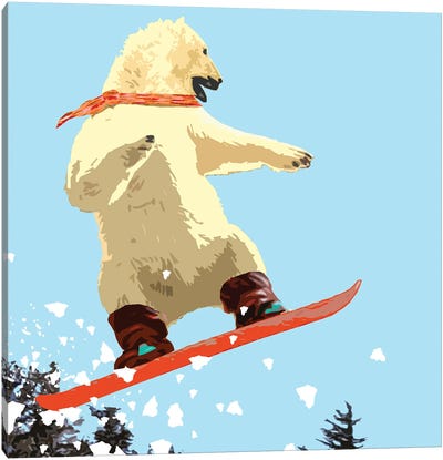 Polar Bear Jump Canvas Art Print - Polar Bear Art