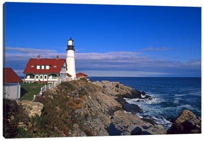 Portland Head Light I, Cape Elizabeth, Cumberland County, Maine, USA Canvas Art Print - Coastline Art