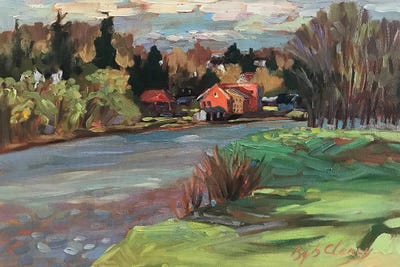 Barbara Cleary - Canvas Prints: Village On The Kennebunkport River by Barbara Cleary