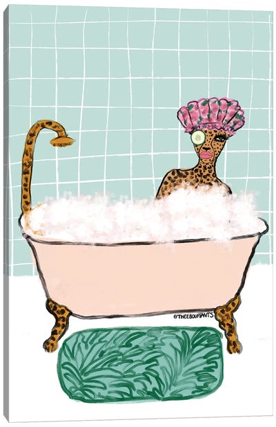 Bathtub Cheetah Canvas Art Print