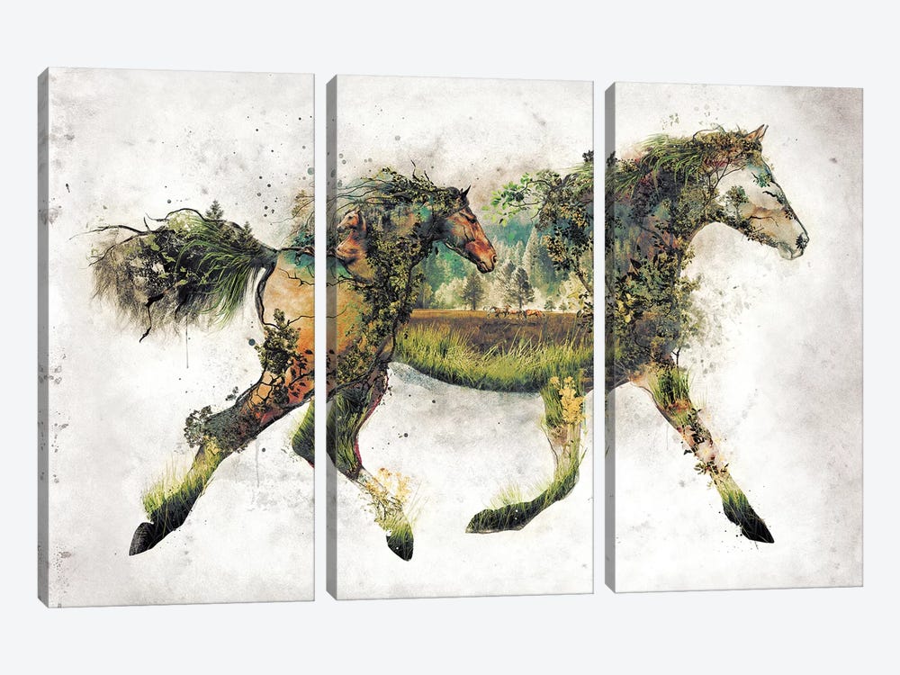 Surreal Horse by Barrett Biggers 3-piece Canvas Print