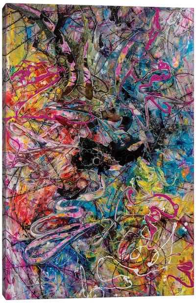 Cotton Candy Mud Slide Canvas Art Print - Similar to Jackson Pollock