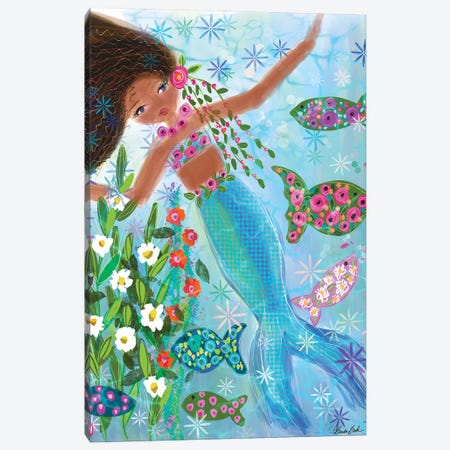 Floral Mermaid Garden Myra Canvas Print #BBN126} by Brenda Bush Canvas Print