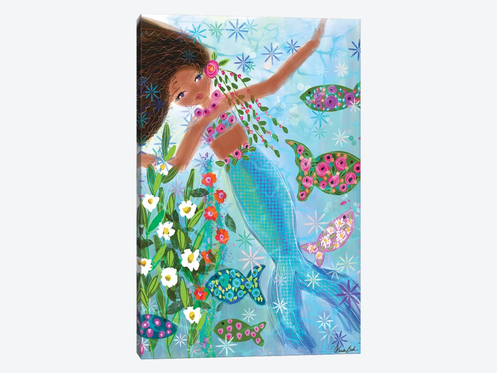 Floral Mermaid Garden Myra by Brenda Bush 1-piece Canvas Print