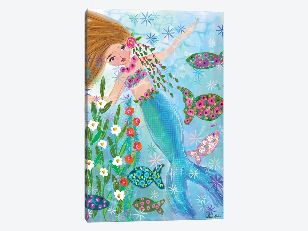 Floral Garden Mermaid Daisy by Brenda Bush 1-piece Canvas Art Print