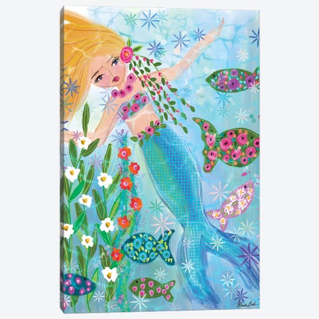 Floral Garden Mermaid Lily Canvas Print #BBN130} by Brenda Bush Art Print