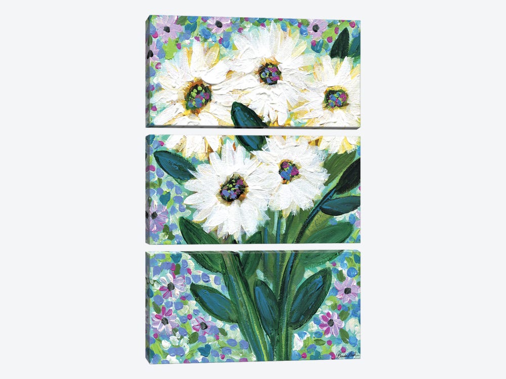 White Flowers by Brenda Bush 3-piece Canvas Wall Art