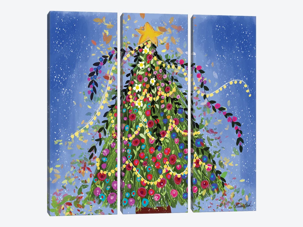 Happy Christmas Tree by Brenda Bush 3-piece Canvas Art Print
