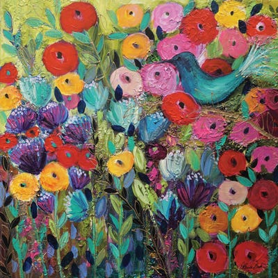 In Her Garden by Brenda Bush framed canvas print