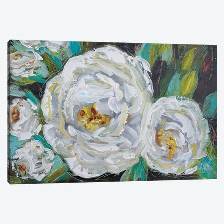 White Blooms Canvas Print #BBN181} by Brenda Bush Canvas Wall Art