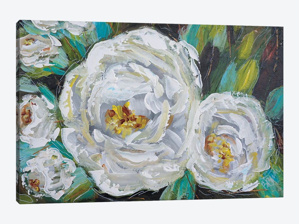 White Blooms by Brenda Bush 1-piece Canvas Art