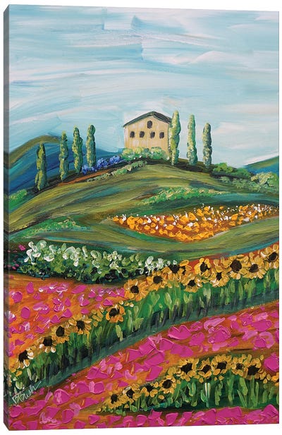 Tuscany Flowers Canvas Art Print - Tuscany Art