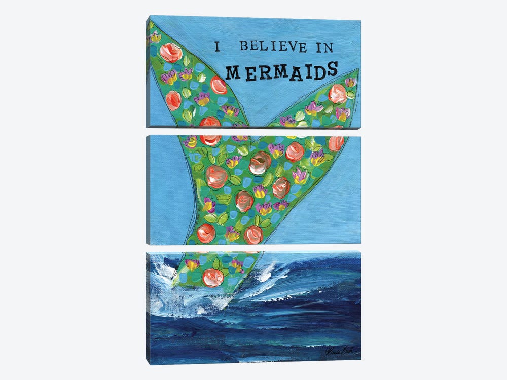 I Believe In Mermaids by Brenda Bush 3-piece Canvas Art