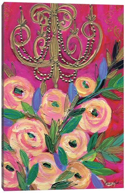 Pink Opulence Canvas Art Print - Chandelier Art