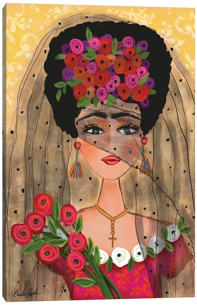 Frida In Her Veil Canvas Art Print - Brenda Bush