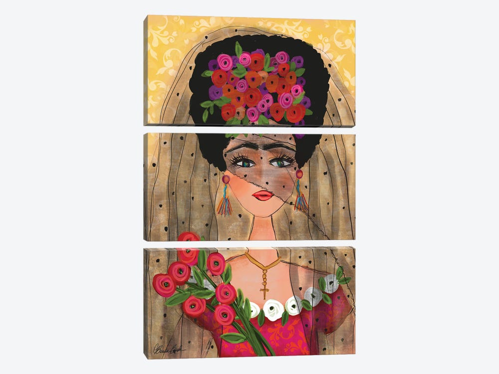Frida In Her Veil by Brenda Bush 3-piece Canvas Art Print