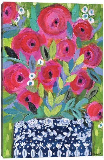 Raindrops On Roses Canvas Art Print - Brenda Bush