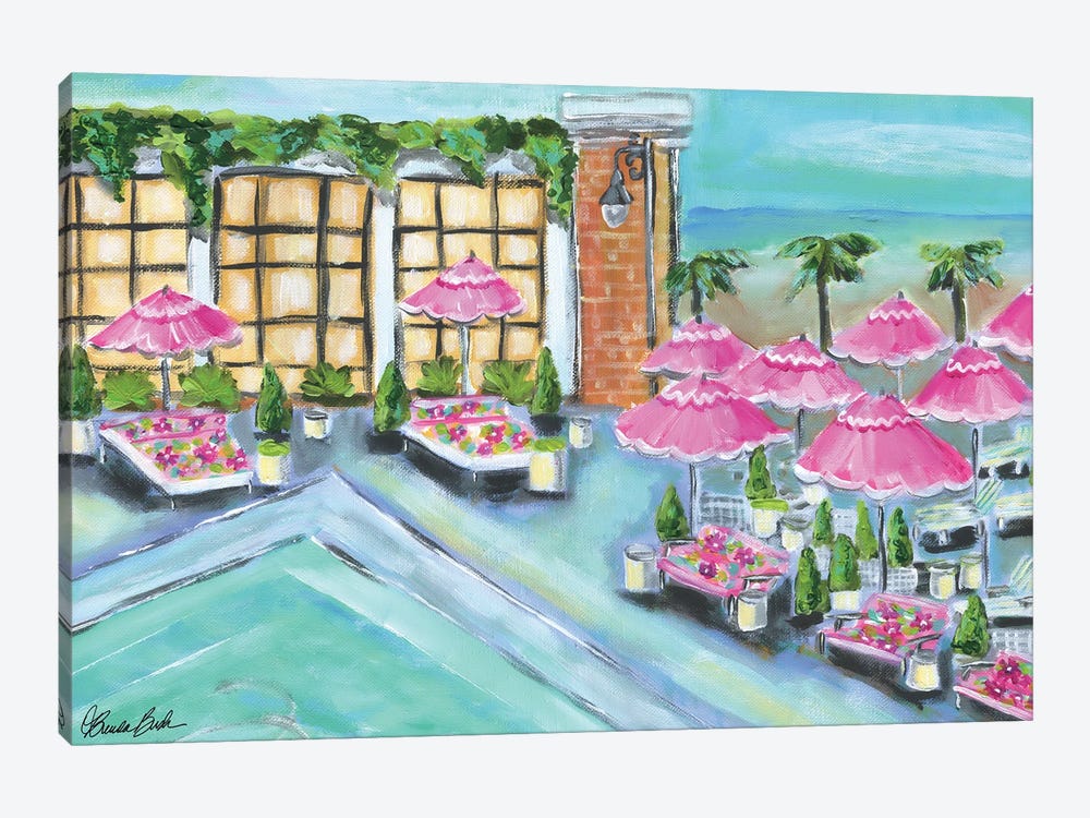 Pink Umbrellas by Brenda Bush 1-piece Canvas Artwork