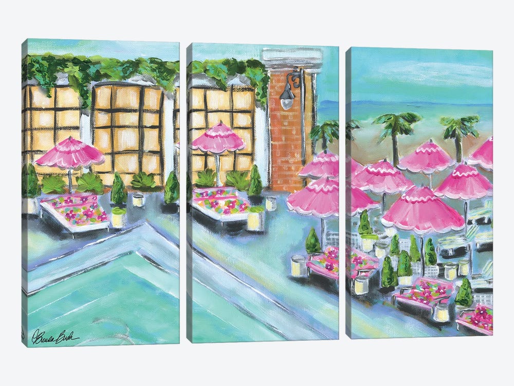 Pink Umbrellas by Brenda Bush 3-piece Canvas Art