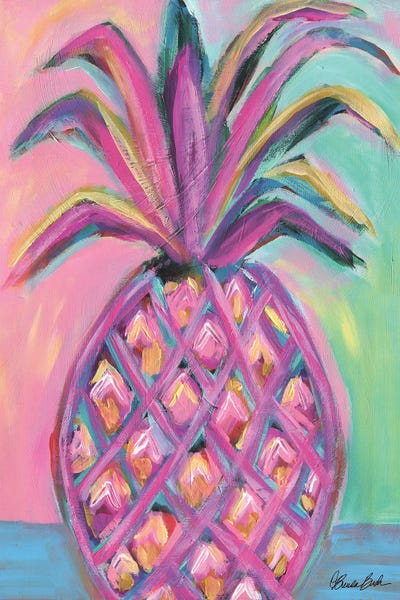 Flamingo Pink Pineapple by Brenda Bush art print