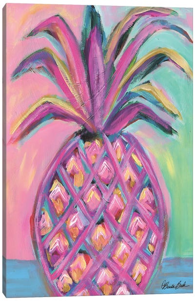 Flamingo Pink Pineapple Canvas Art Print - Brenda Bush