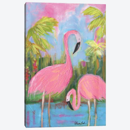 Flamingo Beach Canvas Print #BBN282} by Brenda Bush Art Print