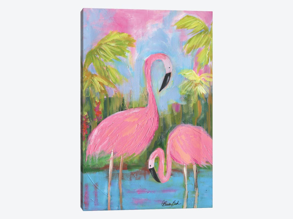 Flamingo Beach by Brenda Bush 1-piece Canvas Art Print