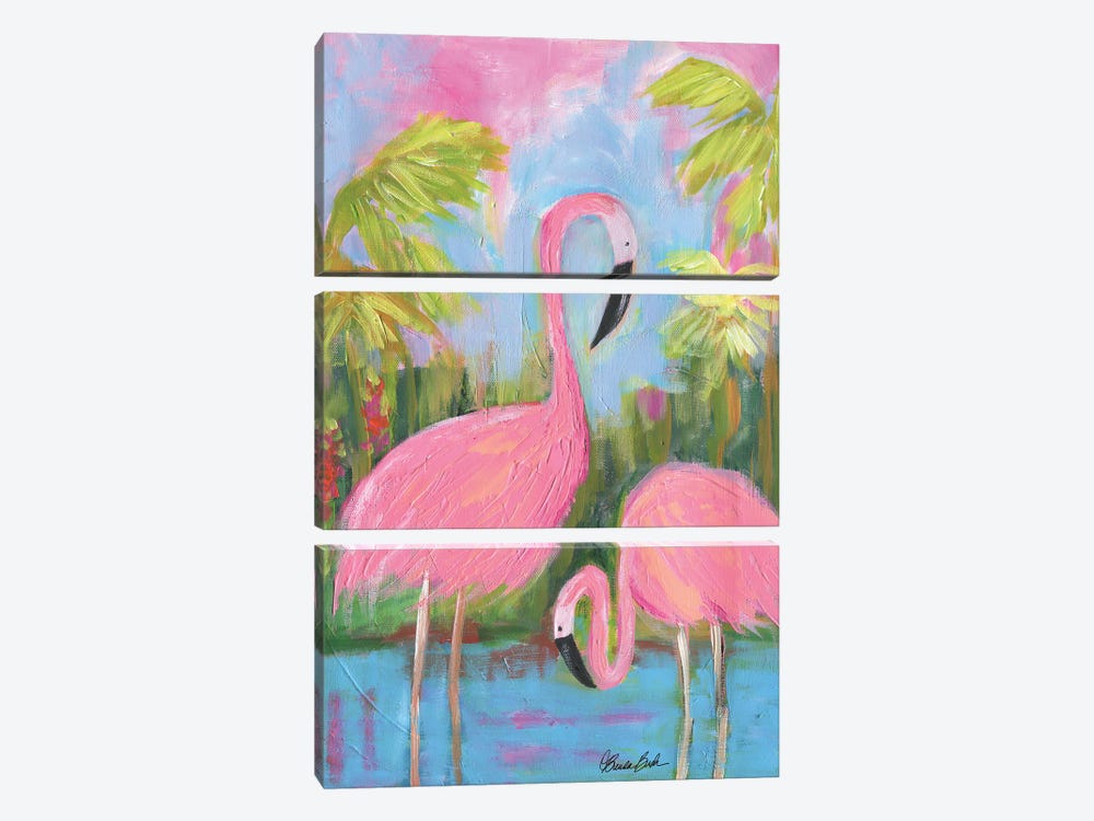 Flamingo Beach by Brenda Bush 3-piece Canvas Print