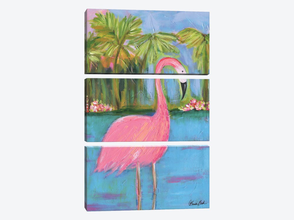 Flamingo Beach II by Brenda Bush 3-piece Canvas Artwork