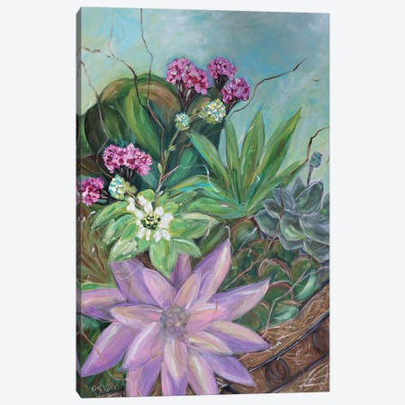 Succulent Basket Canvas Print #BBN28} by Brenda Bush Canvas Artwork