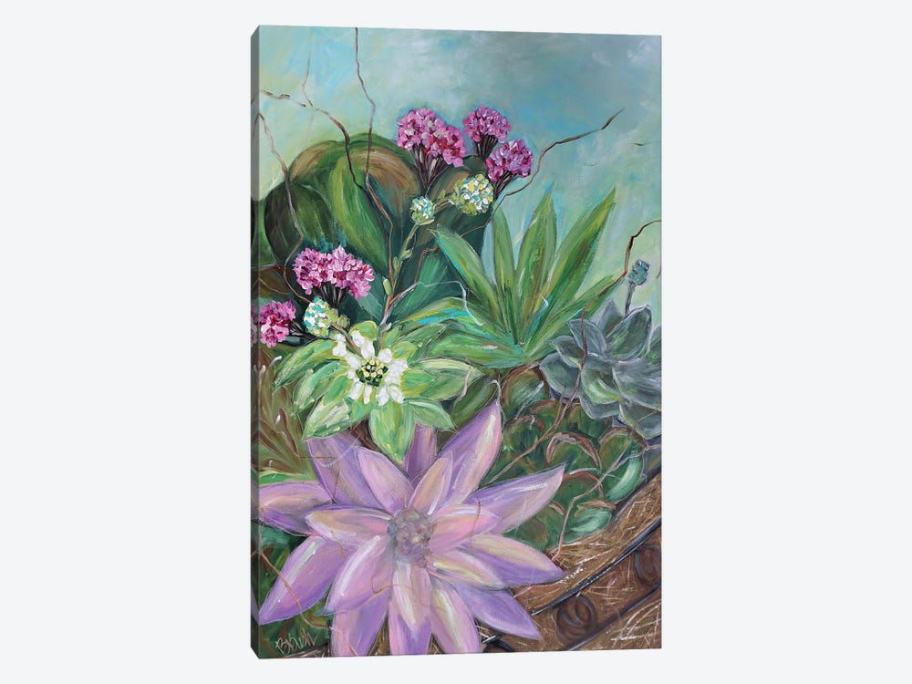 Succulent Basket by Brenda Bush 1-piece Canvas Art Print