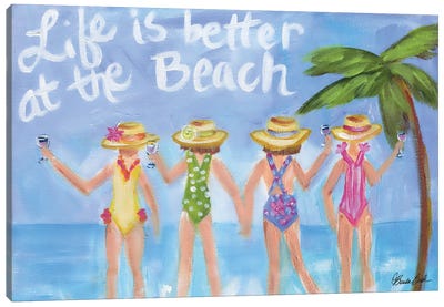 Better At The Beach Canvas Art Print - Brenda Bush