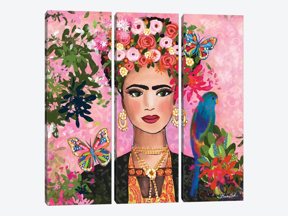 Frida In Her Garden by Brenda Bush 3-piece Canvas Print
