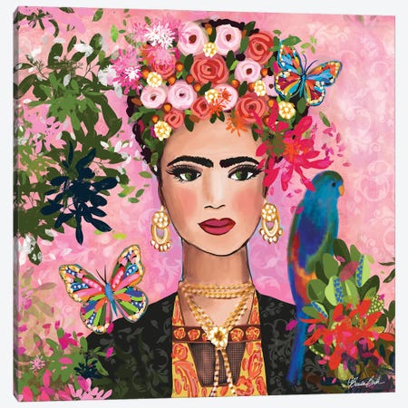 Frida In Her Garden Canvas Print #BBN291} by Brenda Bush Canvas Artwork