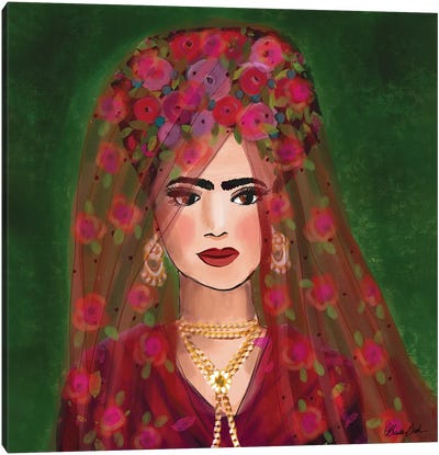 Frida’s Floral Veil Canvas Art Print - Frida Kahlo
