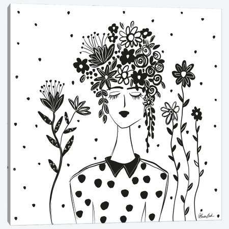 Polka Dots And Flowers Canvas Print #BBN300} by Brenda Bush Canvas Artwork