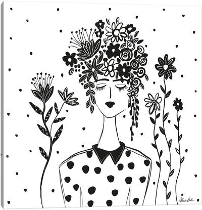 Polka Dots And Flowers Canvas Art Print - Brenda Bush