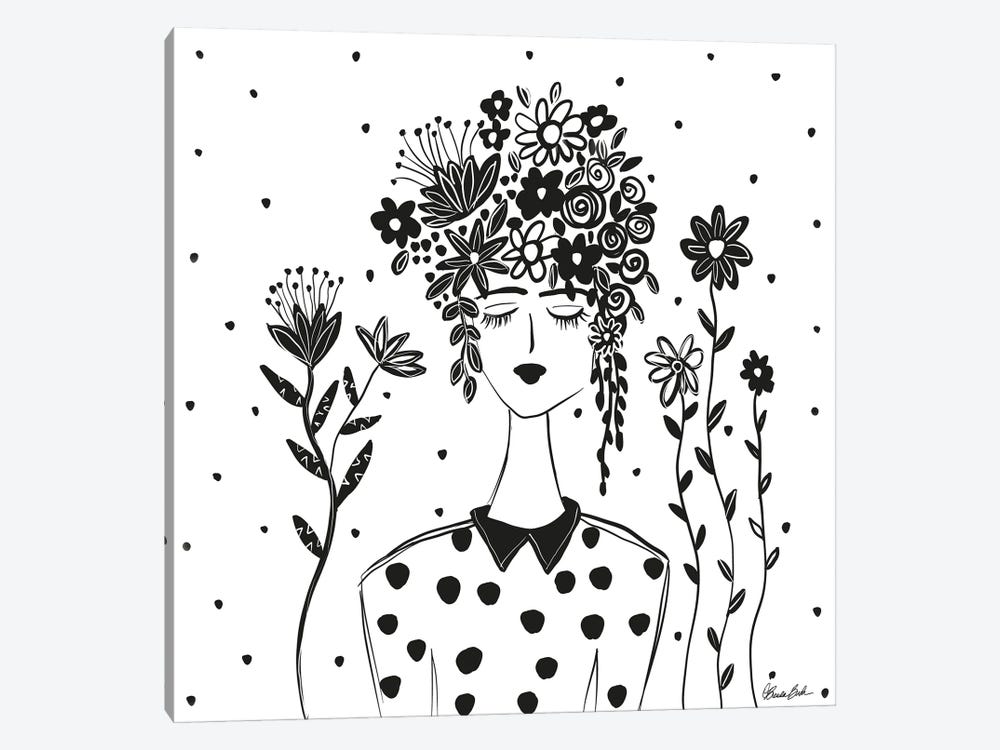 Polka Dots And Flowers by Brenda Bush 1-piece Canvas Wall Art